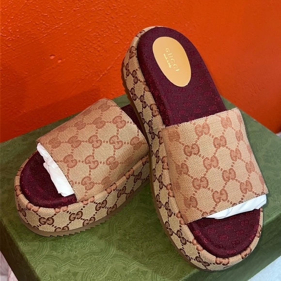 Gucci Shoes - Monogram Gucci platform sandals